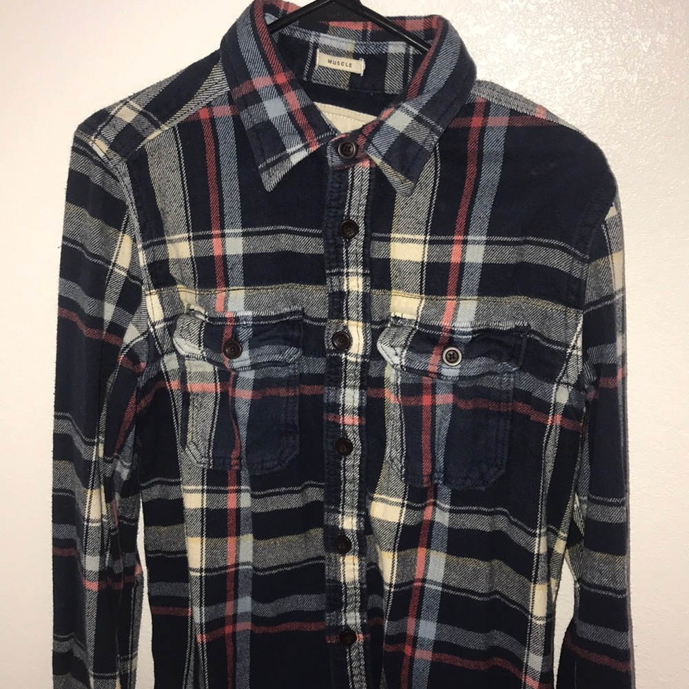 Plaid button casual shirt.